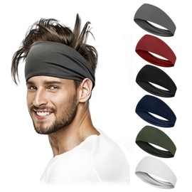 Workout Headbands for Men, 6 Pack Mens Running Headband Stretchy Sweatband Sports Headband