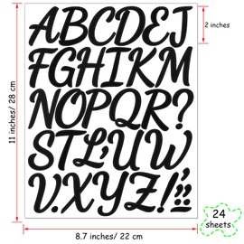 Bemeol 864 Pieces Letter Stickers 24 Sheets 2 Inch Alphabet Letter Stickers Self Adhesive Stickers Letters for Bulletin Board Classroom Mailbox Door Home Decor(Black)