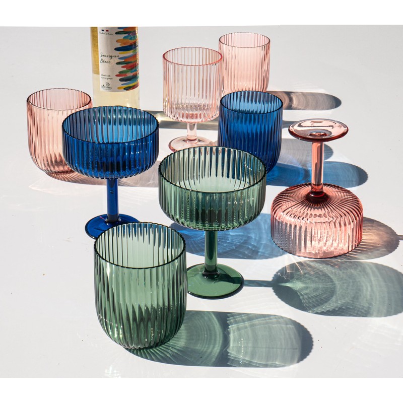 Abode Homewares Mesa Premium Acrylic Drinkware Indoor/Outdoor, Coupe, Pink, 14oz,