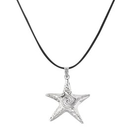 Y2k Necklace Star Necklace Y2K for Teen Girls Women Starfish Necklace Gothic Y2K Swirl Pendant Necklace Black Choker Necklace Trendy Summer Grunge Jewelry Emo Accessories Fairy Grunge Accessories,