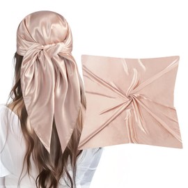 VBAEI 35” Large Square Satin Head Scarf - 1Pcs Silk Like Head Scarves Satin Hair Scarf Silk Bandana Sleeping Head Wraps For Women (Camel)