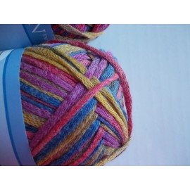 Village Yarn Layla cotton blend ribbon yarn, Coral, lot of 2 (136 yds each)