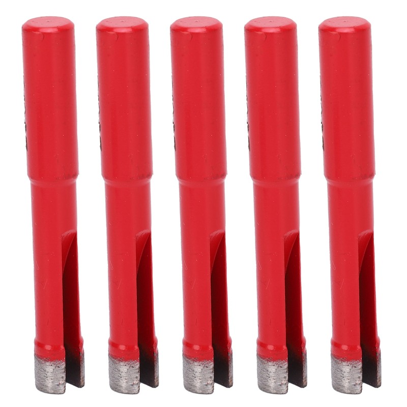 5Pcs Saw Bit Set FlatTooth Diamond Particles Red Coated Drill