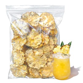 Dried Pineapple Slices 1lb /1pound 16oz Dehydrated Cocktail Garnish Decor & Edible Pine-apple Fllower No Sugar Added Dry Pineapples for Drink/Baking/Tea Dried Fruit Snack, Family, Bar, Business