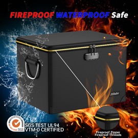 Fireproof Safe Box with Fireproof Zipper, Hard-Shell Fireproof Document Box, Fireproof Water Resistant File Cabinet, Portable File Storage Organizer with Lock for Hanging files