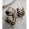 VingTAINE H7730-BK- Embroidered Wire Pony Hook, Flower Hair Elastic Cute,