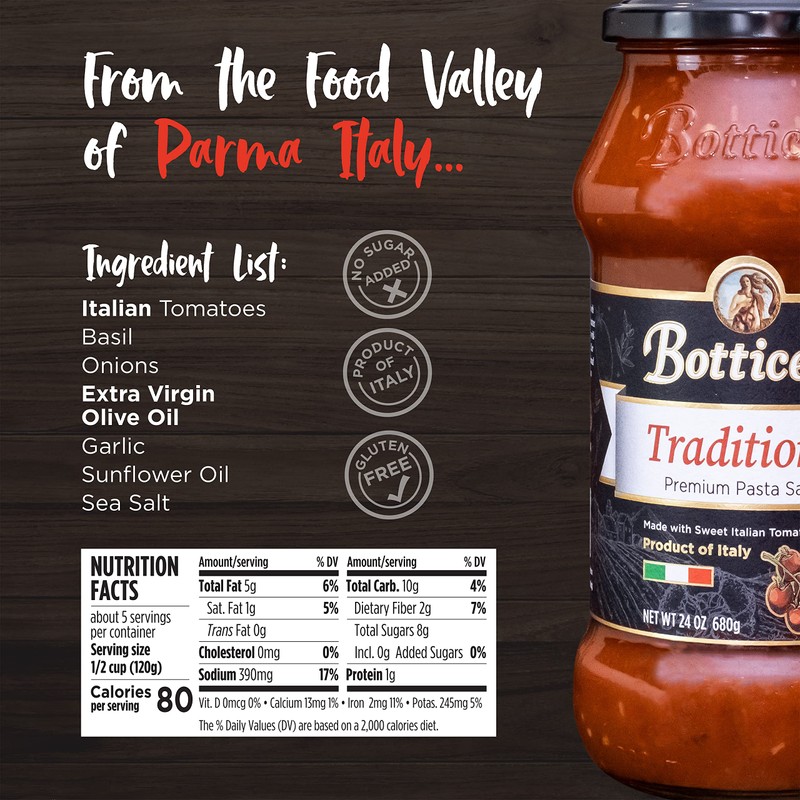 Botticelli Traditional Pasta Sauce - Premium Italian Spaghetti Sauce -