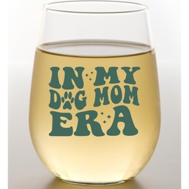 In My Dog Mom Era Dog Mom Wine Glass - Scratch Resistant, Dishwasher Safe Stemless Wine Glass - Funny Wine Glass, Ideal Dog Lover & Dog Mom Gifts - 15 Oz. Quality Wine Glasses - Printed in the USA