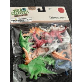 Wild Creatures DINOSAUR FIGURES 16 PC SET NIP 3" SIZE EACH REALISTIC KIDS PLAY TOYS DINOSAURS
