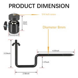 Acuxiaza Pack of 4 Wildlife Camera Mounts, 360° Adjustable Wildlife Camera Tree Screw Mount, Universal Thread Connection 1/4 Inch - 20, Durable Tree Mount for Hunting and Surveillance Camera