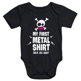 MoonWorks® Short-Sleeved Baby Bodysuit My First Metal Shirt Hardrock Heavy Metal Organic Cotton, Metal Shirt 3 Black