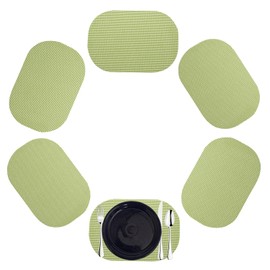 Kraftware Fishnet Oval Placemat for Any Outdoor Table, Mist Green, Set of 6, Small