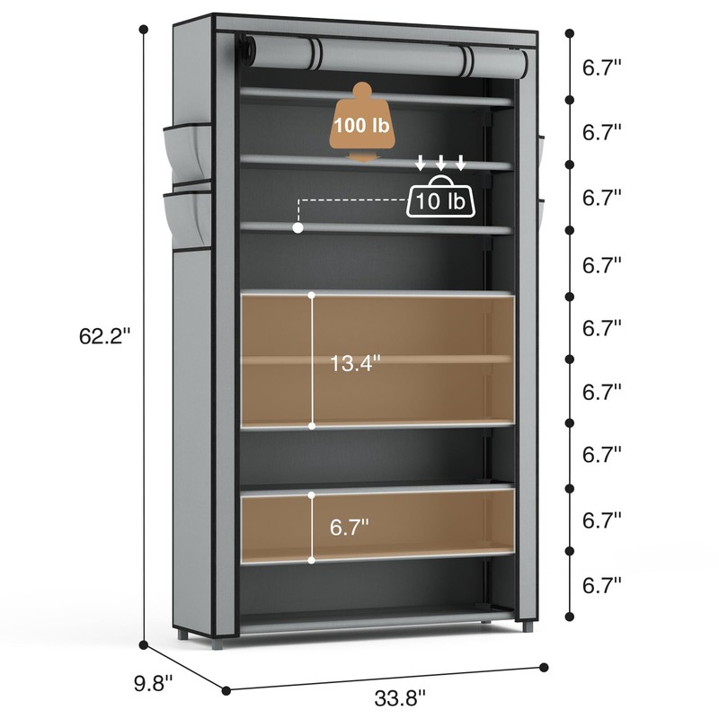 LANTEFUL Shoe Rack with Covers 10 Tier Tall Shoe Rack