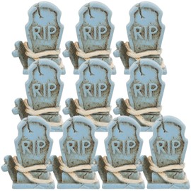 BESPORTBLE Miniature Tombstones Figurine - 10 Pcs Halloween Grave Stone Mini Resin Tombstones Gravestone for House Graveyard Scene Diorama Crafts Halloween Decor Accessories