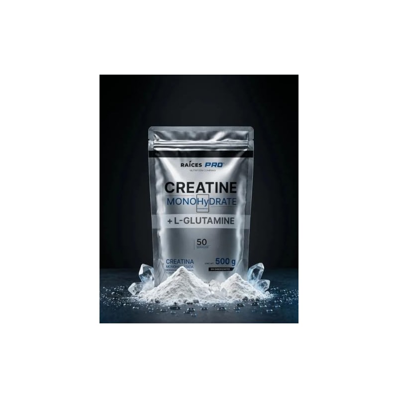 Creatina Monohidratada Y Glutamina 500g Raíces Pro Sin Sabor