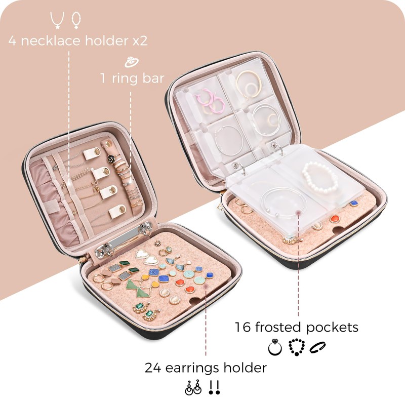 ProCase Jewelry Box Jewelry Storage Transparent Pocket Women Jewelry Box