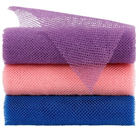 FARMOGA African Exfoliating Net African Bath Sponge African Net Long Net Bath Sponge African Wash Net Shower Body Scrubber Back Scrubber Skin Smoother (3pcs Blue,Pink,Purple)