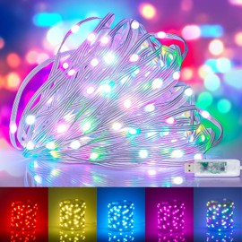 String Light, Fairy Lights for Bedroom +𝗗𝘆𝗻𝗮𝗺𝗶𝗰 𝗖𝗵𝗮𝘀𝗶𝗻𝗴 𝗘𝗳𝗳𝗲𝗰𝘁 -Color Changing LED String Lights Indoor| USB Plug in with Remote & App Control, 32ft/10M