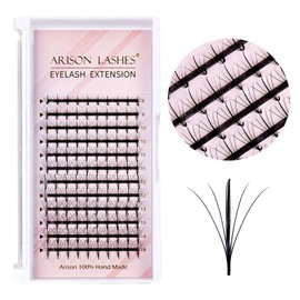 Arison Lashes Premade Lashes Fans False Eyelash Russian Extension Volume Fluff Natural Cat Eye Lashes 5D D Curl 0.07 Thickness 8-15mm Mix Lash Tray