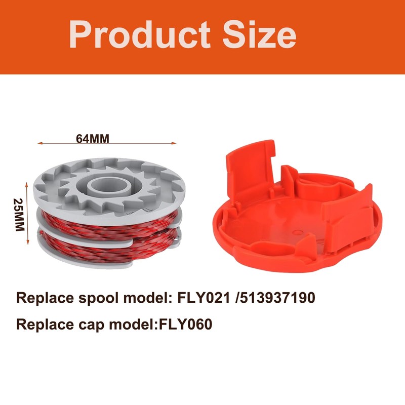 Lyshujli 1.5mm 36ft Flymo FLY021 513937190 Strimmer Spool, Replace Trimmer