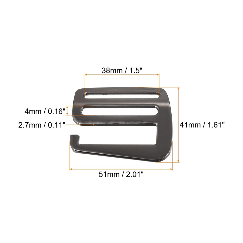 sourcing map Metal Webbing Strap 1.5 Inch 38 mm G-Hook