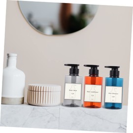 NOLITOY 3sets Bath Shampoo Replacement Bottle Press-Type Lotion Storage Includes Grey Tea Easy Refill Airtight Design Bathroom Accessory