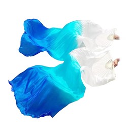 Anlising 1 Pair Silk Belly Dance Fan, Silk Long Fans, Belly Dancing Long Folding Fans, Belly Dance Silk Fan Veil, Belly Dance Bamboo Fan, Silk Fans Dance, Dance Fan Square, for Belly, National Dance