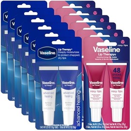 Vaseline Lip Therapy Advanced Healing Bulk Lip Balm Original & Rosy Lips Twin Pack, 48 tubos en total, 0.35 oz Ea