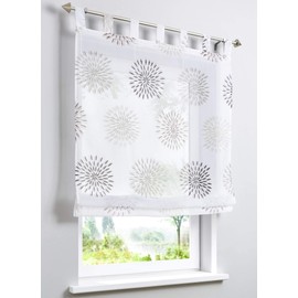 Bailey Jo Roman Blind With Circle Motif Print Design, Transparent Voile Curtain