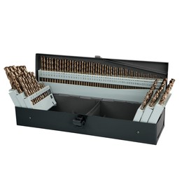 115 Piece Cobalt High Speed Drill Bit 3-in-1 Set with Metal Indexed Storage Case, 135-Degree Tips