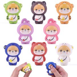 Anboor Bear Squishies Squeeze Toys - 8 Pack Soft Mini Animal Stress Balls for Kids, Slow-Rising Squishies Fidget Sensory Toys for Party Favors