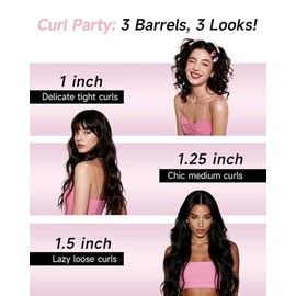 3 in 1 Automatic Curling Iron, Hair Curlers with 3 Curling Barrels (1" - 1.25" - 1.5"), Rotating Curling Iron with 3 Temp, 2-Way Rotation, 10S Fast He