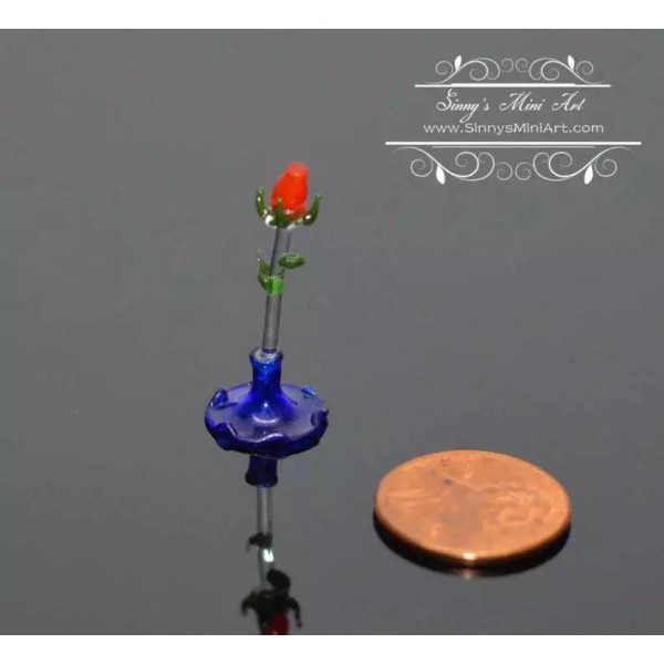 SMA 1:12 Dollhouse Miniature Red Rose Centerpiece Sculpture BD C007