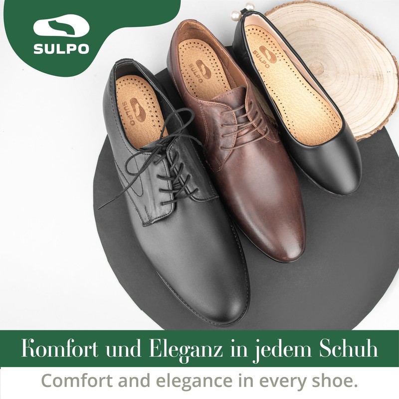 SULPO 3 Pairs Premium Leather Activated Carbon Insoles, Odour Absorber,
