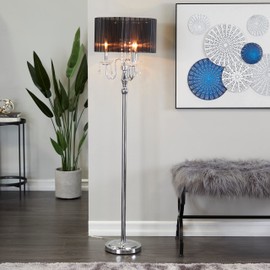 Deco 79 Metal Floor Lamp with Dangling Crystals, 16" x 16" x 63", Silver