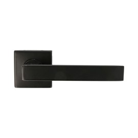 Amig - Door Handle Set with Inner Rosette for Doors | Model SUKI | 54 x 54 mm | 8 mm Square | Elegant and Simple Design | Stainless Steel Black