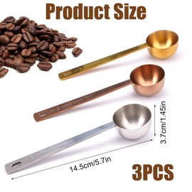 Set of 3 Coffee Measuring Spoons 15 ml, Coffee Spoon, Stainless Steel Coffee Dosing Spoon, Measuring Spoon with Long Handle, for Measuring Ingredients, Coffee Grounds, Beans, Spices