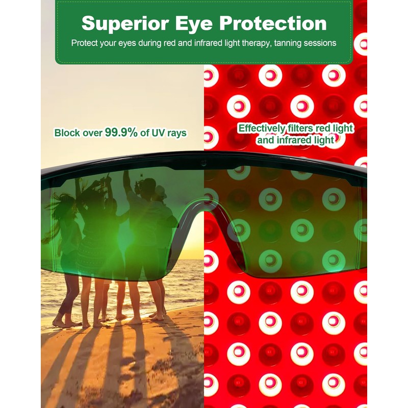 LIGHTMEUP Red Light Therapy Glasses Eye Protection for Infrared &
