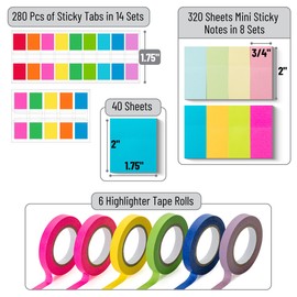 Mr. Pen- Sticky Note and Tape Set, Sticky Index Tabs, Small Sticky Notes, Highlighter Tape, Colorful Sticky Tabs for Notebooks, Mini Sticky Notes, Highlighter Strips, Page Markers
