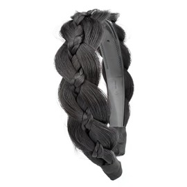 BOBIYA Plaited Hair Headband with Tooth Braid Hair Headband with Teeth Wide Braided Hair Headband (Deep Brown, One Size)