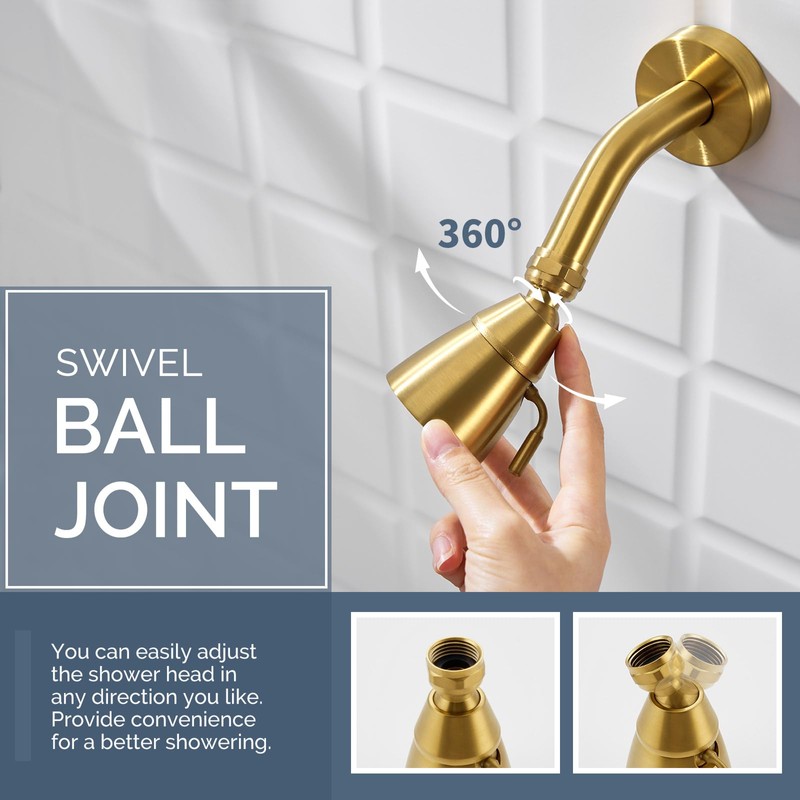Angle Simple High Flow Shower Head, Brass Shower Sprayer for