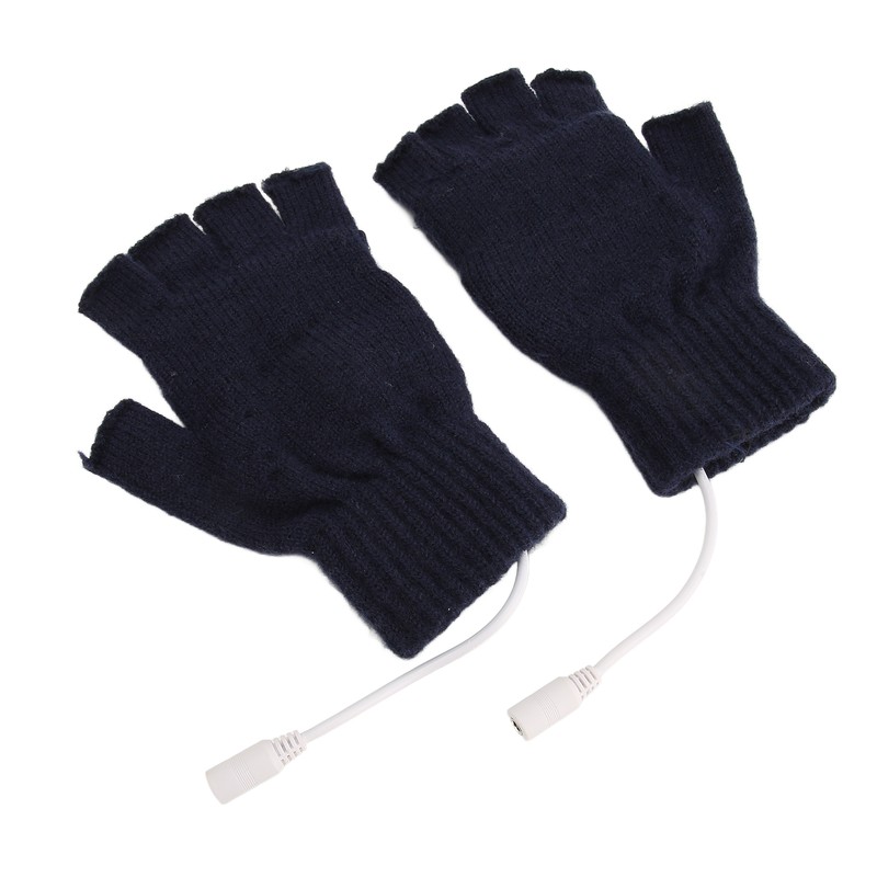 USB Warmer Heated Gloves Flip Half Fingerless Electronic Knitted Hand