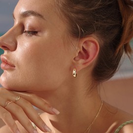 Jenosy 18K Gold-Plated Stud Earrings Women's CZ Gold Earrings with Cubic Zirconia Earrings for Women and Girls, Yellow Gold