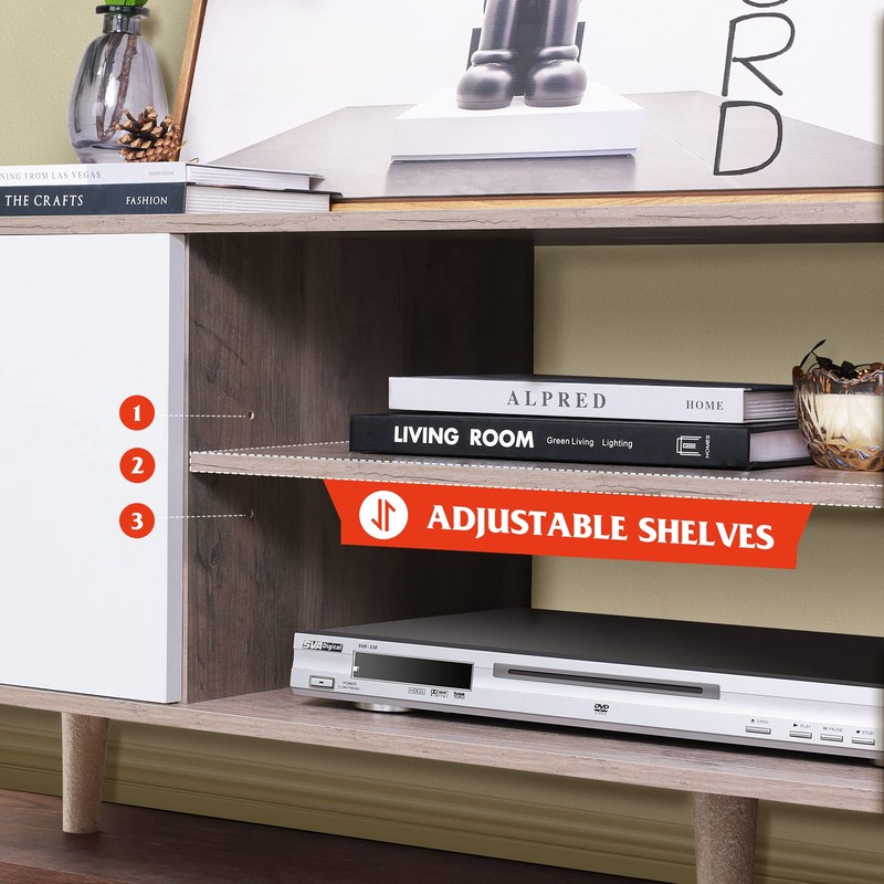 WLIVE TV Stand for 55 60 inch TV, Boho Entertainment