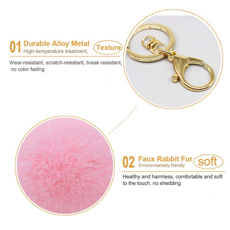 Shining crown Keyring Gold Buckle Female Pom Keychain Moderate Coffee,