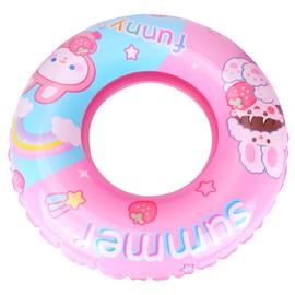 Inflatable Swimming Ring Children from 3-6 Years, Safe Air Mattress Swimming Hoop, Pool Toy for Summer Pool and Beach Party (62 cm) (Strawberry Bunny)