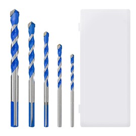 5 Piece Drill Bit Set Brick Wall Drill Bit Tool Carbide Drill Bit Ideal for Tile Masonry Concrete 4/5/6/8/10 (Blue)