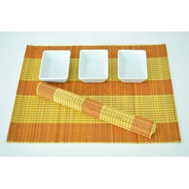 vnhomeware Bamboo Placemats Pack Of 6 Handmade Wooden Mats Eco Friendly Wood Mat Dinnerware Tableware Place Mat Red Yellow P051
