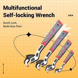 Heavy Duty Multifunctional Self-locking Wrench, 6, 8, 10, 12 Inch Pipe Flexible Wrench, Quick Opening Wrench For Water Heating Pipes, Hand Tools, Heavy Duty, Ratchet, Hardware, Industrial, Handle:_1pc_6inch
