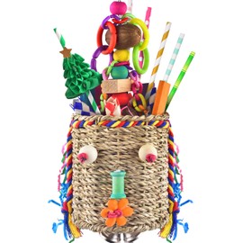 KATUMO Bird Toys, Parrot Grass Basket and Shredding Foraging for Parakeets, Cockatiels, Conures, Small and Medium Bird Cage Accessories